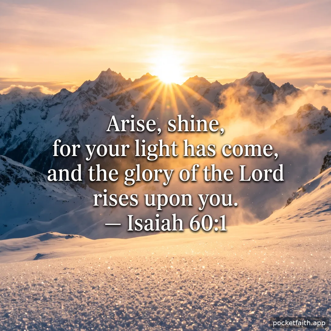 Arise, shine, for your light has come, and the glory of the Lord rises upon you. — Isaiah 60:1
