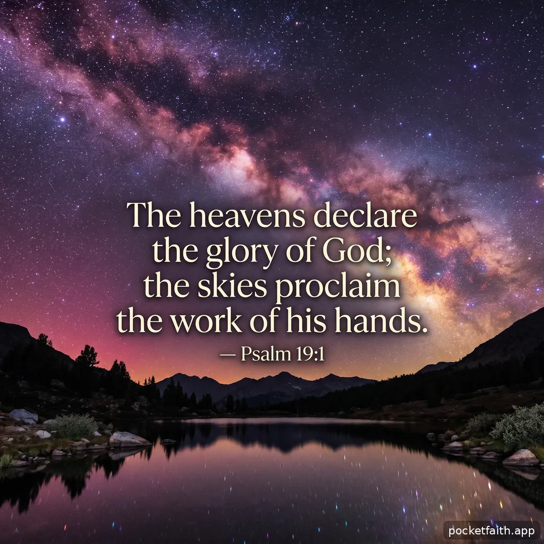 The heavens declare the glory of God; the skies proclaim the work of his hands. — Psalm 19:1