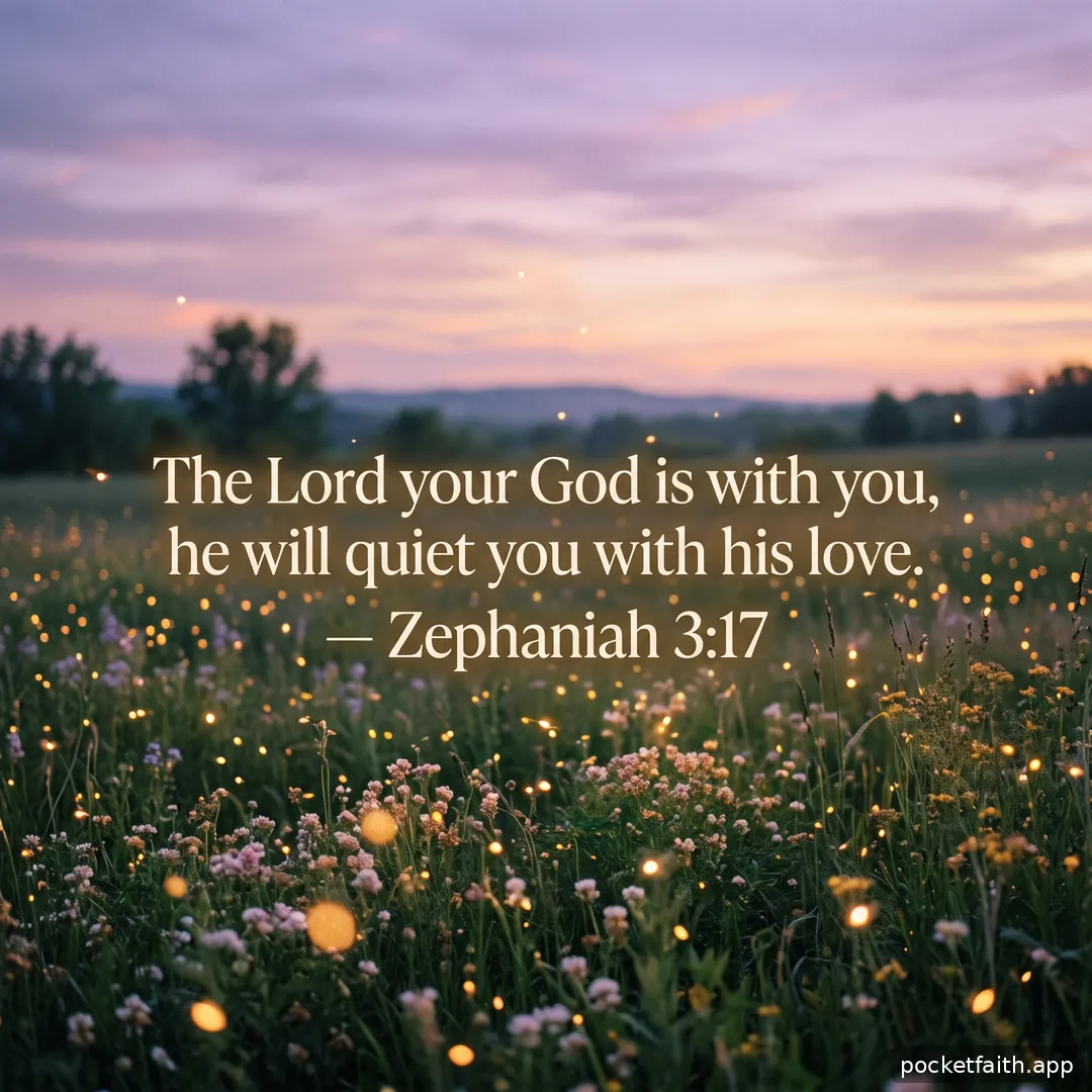 The Lord your God is with you, he will quiet you with his love. — Zephaniah 3:17